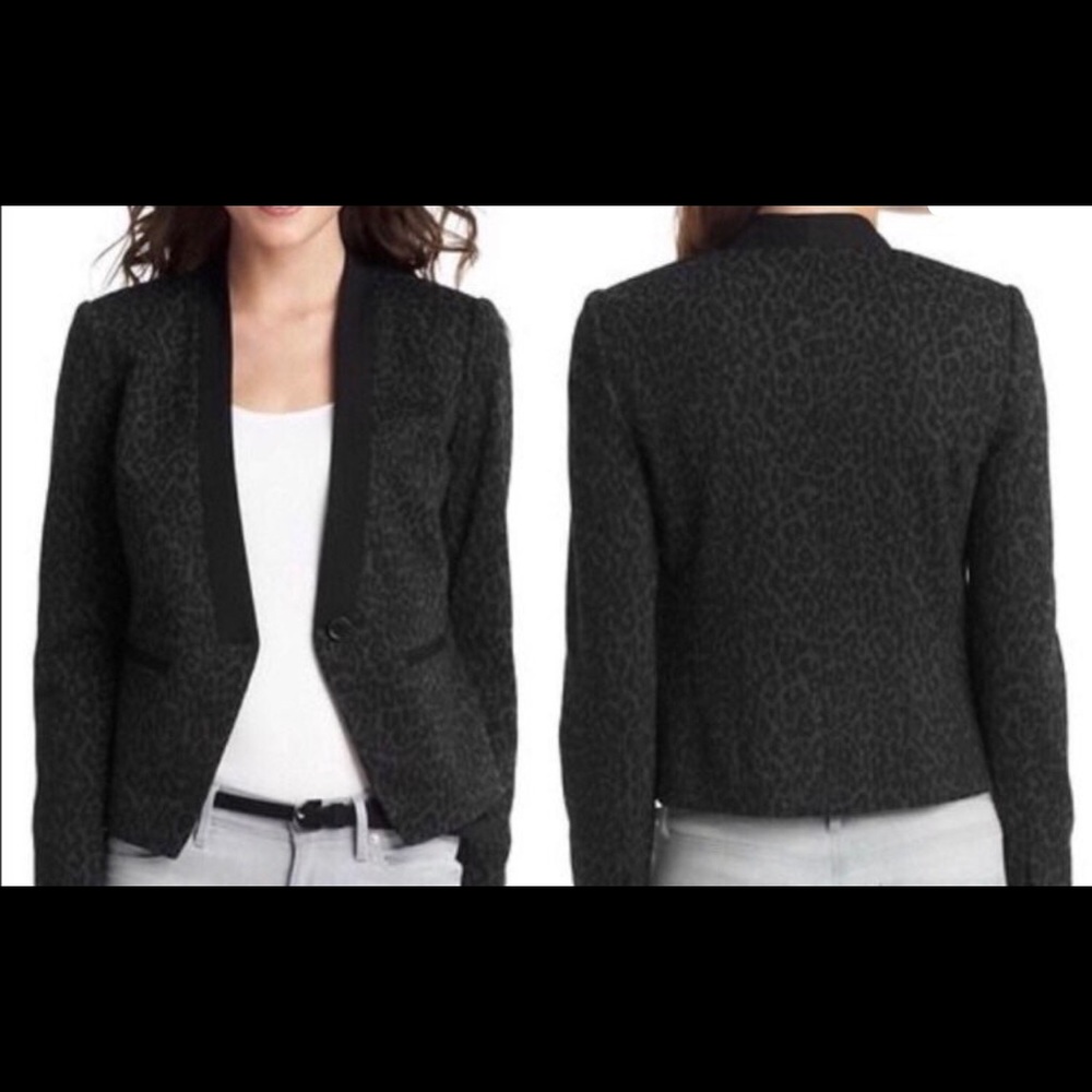Ann Taylor Loft Black Leopard Blazer Size 6